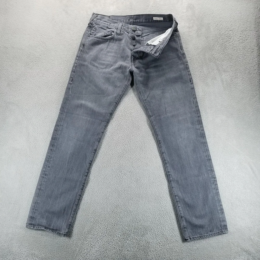 True Religion Jeans Mens 34x32 Gray Rocco Slim Straight‎ Charcoal Made In Italy